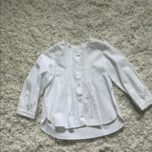 Zara White Pintuck Button-Front Girls' Blouse
